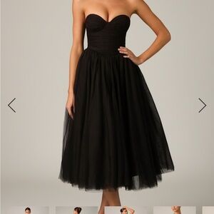 Oh Polly Black Strapless Midi Dress